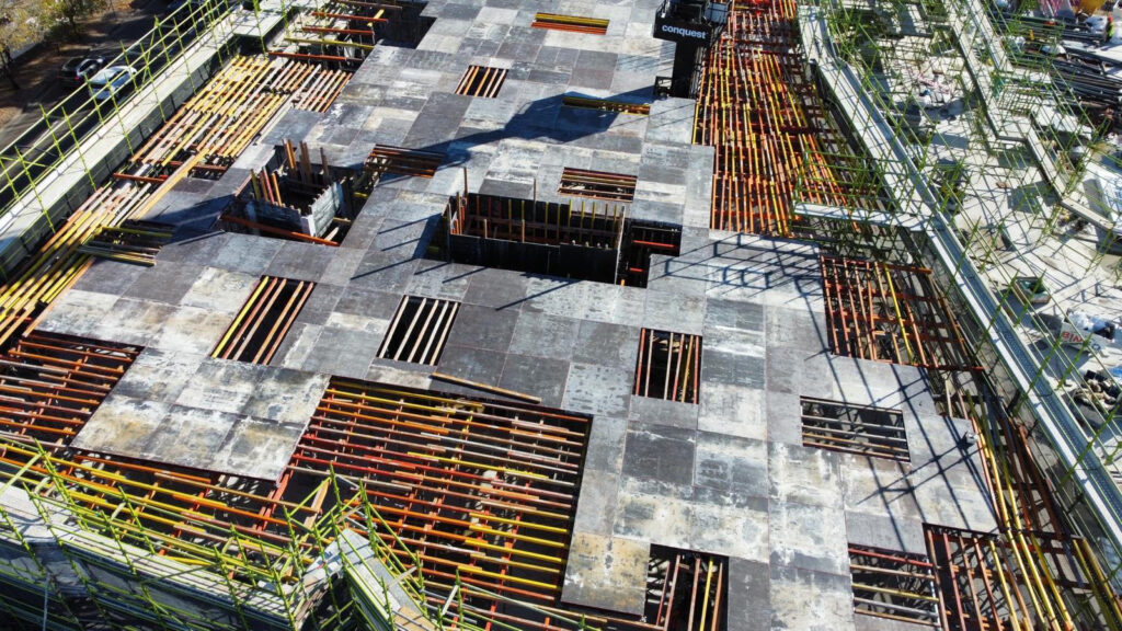 Aerial view of Apex slab formwork deck with props and joists